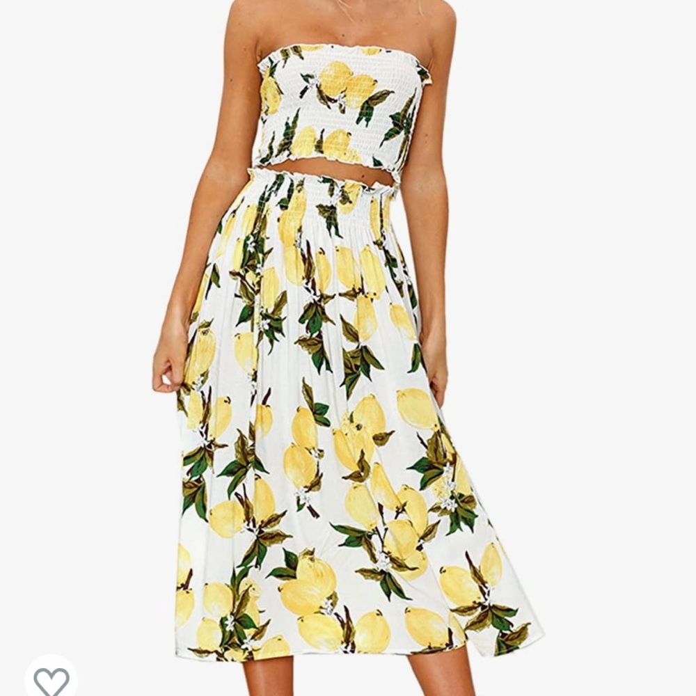 Angashion Women's Floral Crop Top Skirt Set 2 Piece Outfit